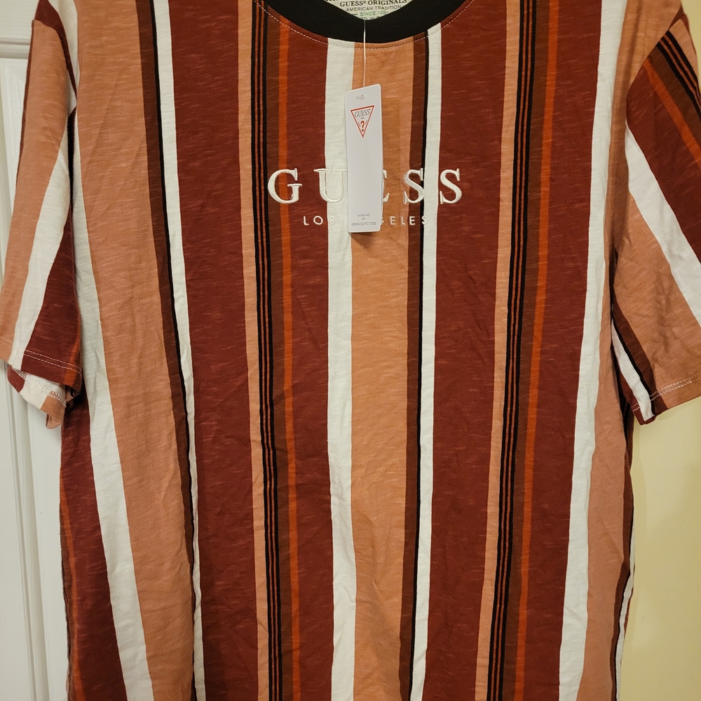 Vintage GUESS  Originals Jeans Los Angeles Men's Multicolor Striped T-Shirt XL